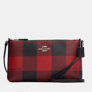 Coach Zip Top Crossbody With Buffalo Plaid Print NWT